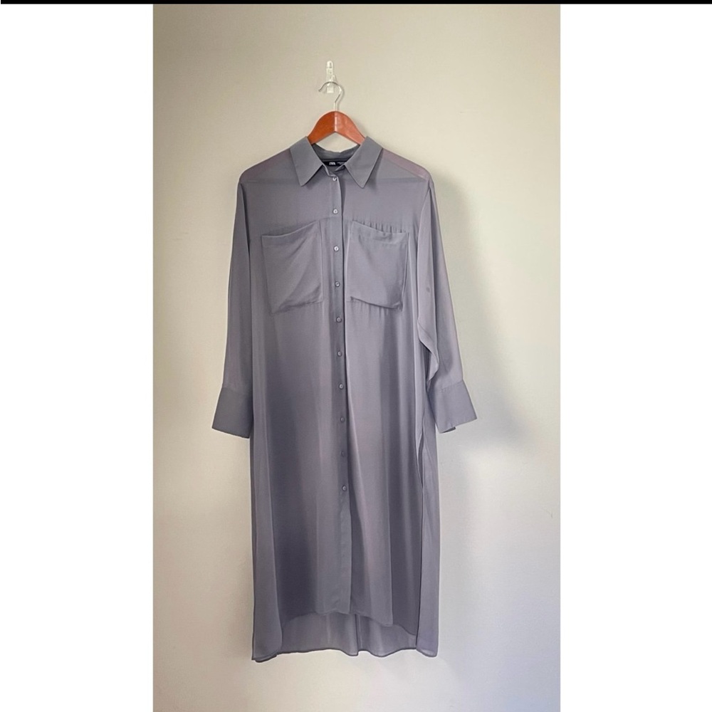 Zara Charcoal Button-Up Shirt Dress